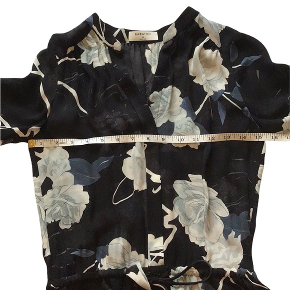 Aritzia Babaton Bennett Silk Mini Dress, Black With Floral Print, size XS - Picture 12 of 15